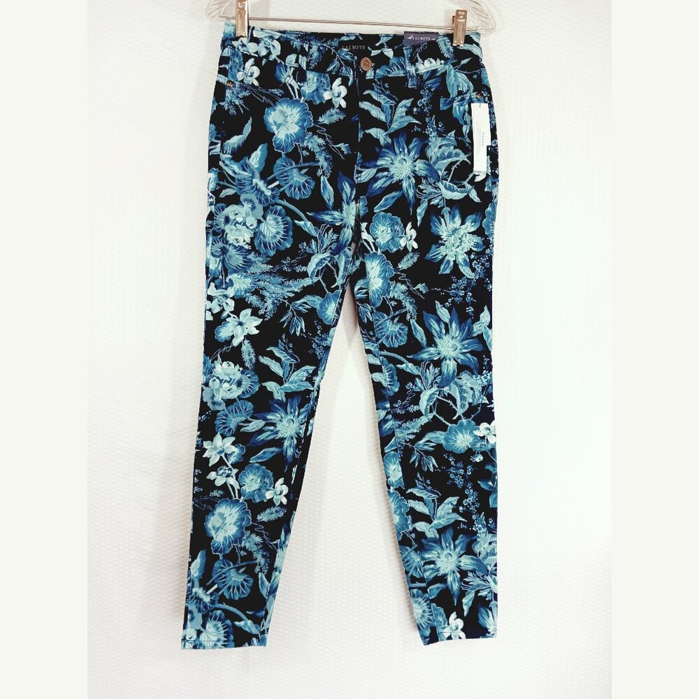 Vintage Talbots NWT Skinny Jeans Teal/Navy Size 4P 98% Cotton